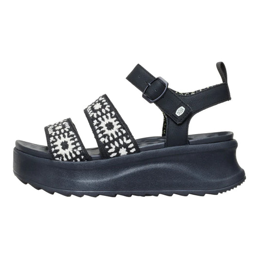 Hey Dudes Delray Buckle Cottage Crochet | Black/White