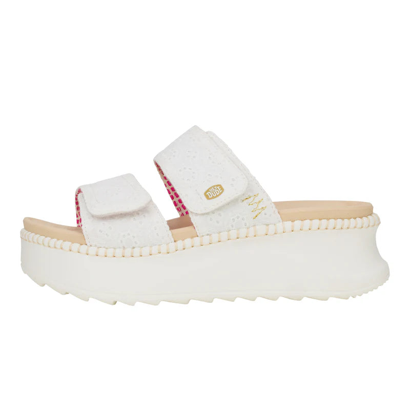 Hey Dudes Delray Slide Eyelet | White