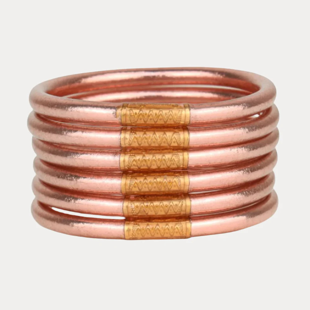 BuDhaGirl | Set of 6 All Weather Bangles | Rose Gold