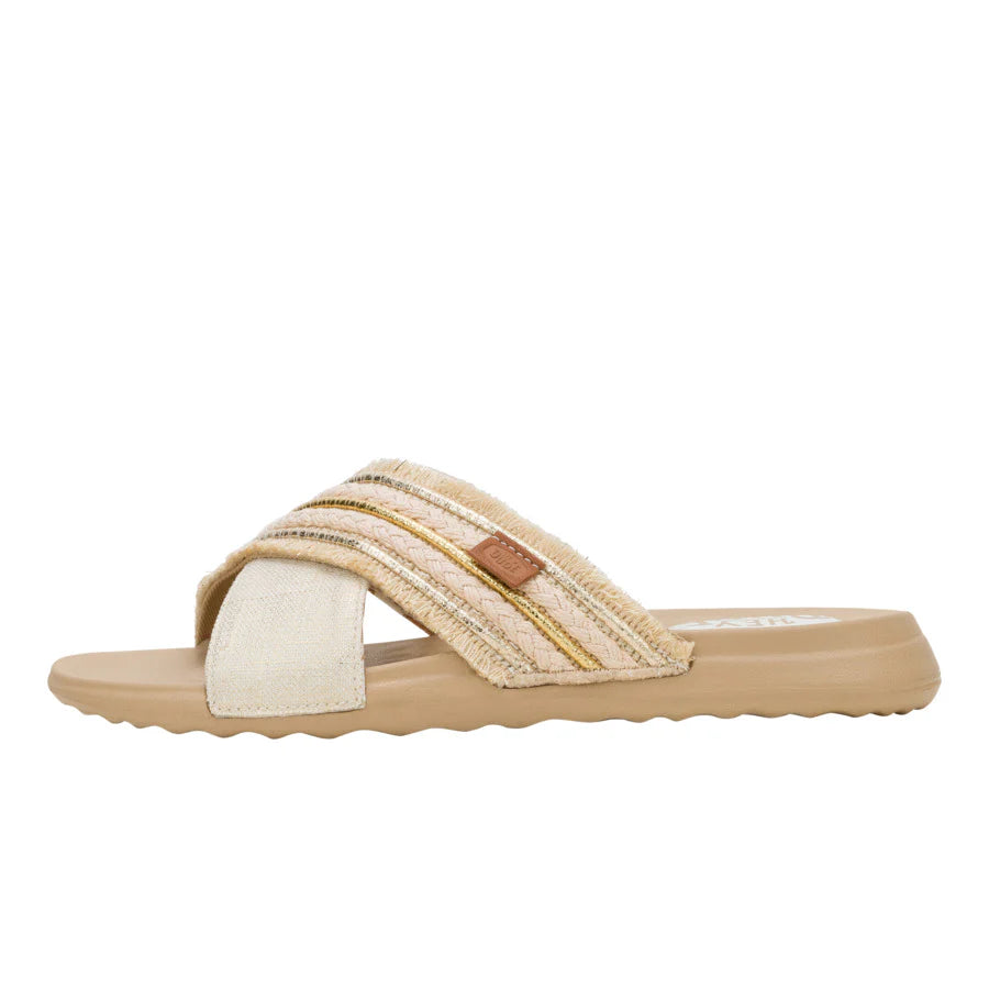 Hey Dudes Chirsti Slide Novelty Fringe | Natural/Gold