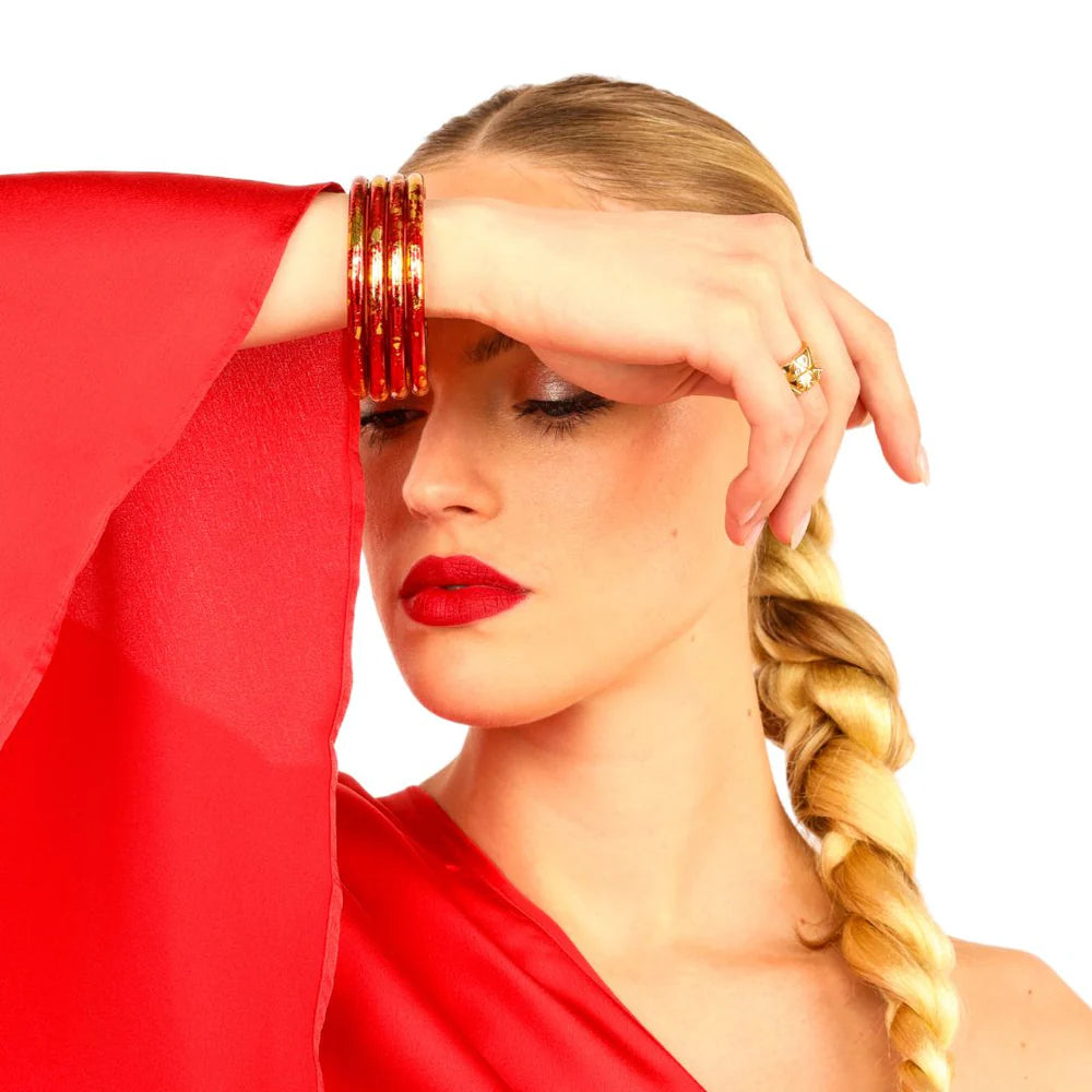 BuDhaGirl | Set of 4 Koi All Weather Bangles | Rouge (Red/Gold)