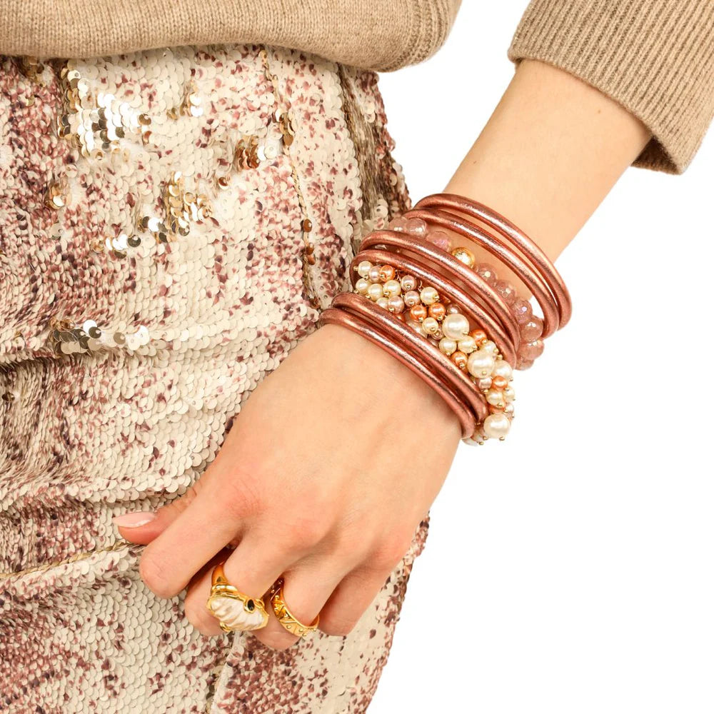 BuDhaGirl | Set of 6 All Weather Bangles | Rose Gold