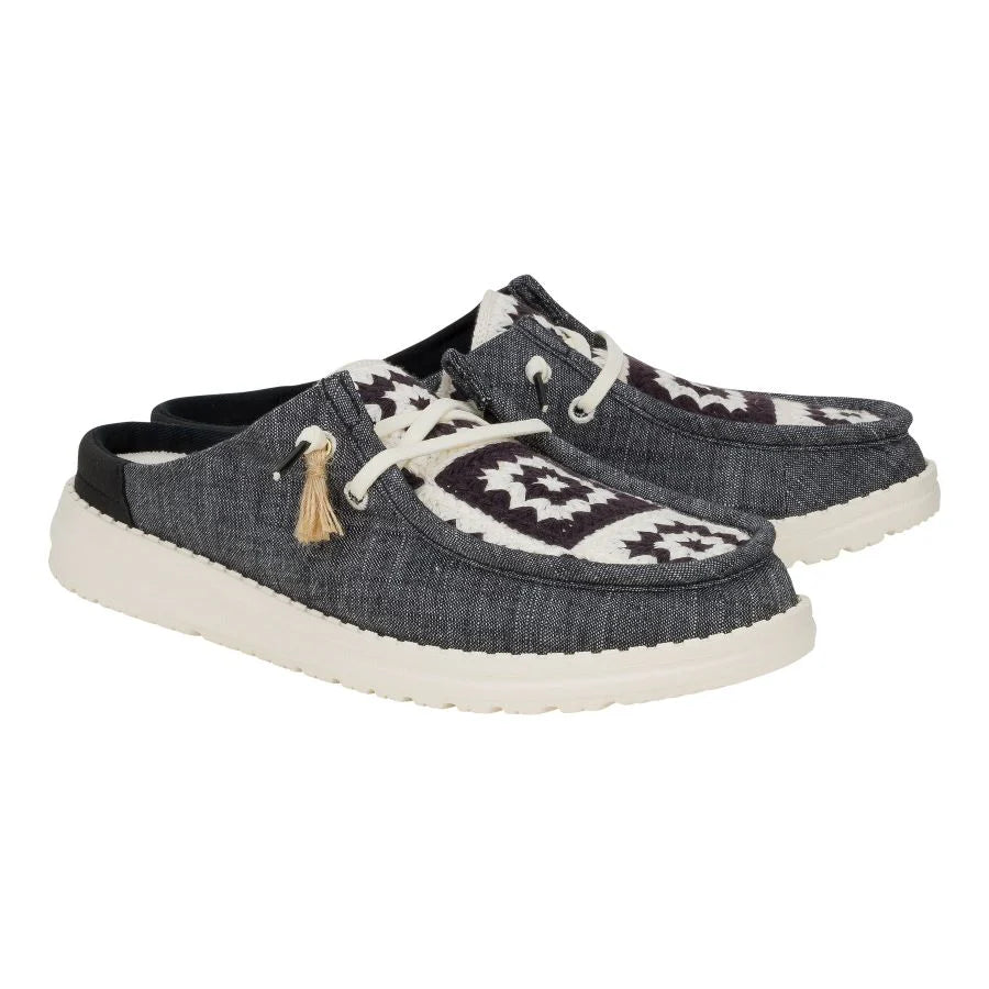 Hey Dudes Wendy Slip Cottage Crochet | Black/Multi