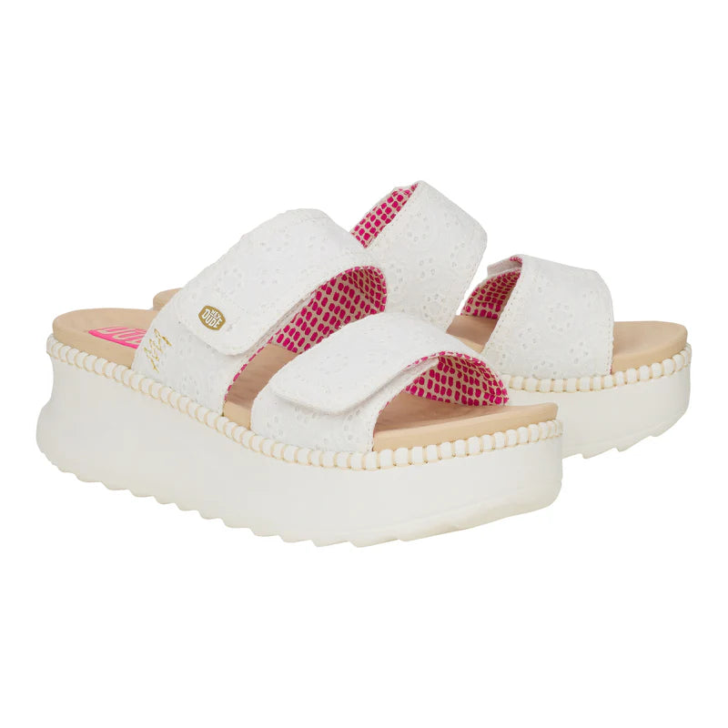 Hey Dudes Delray Slide Eyelet | White