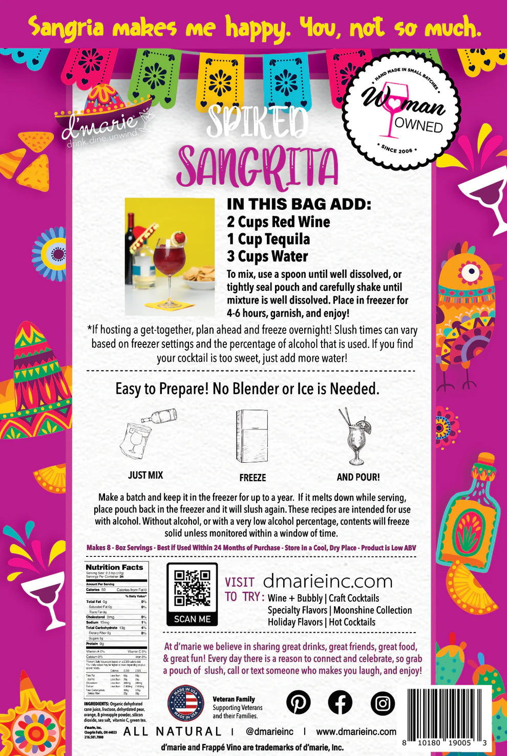 d'marie Craft Cocktail Slush Mix | Spiked Sangria