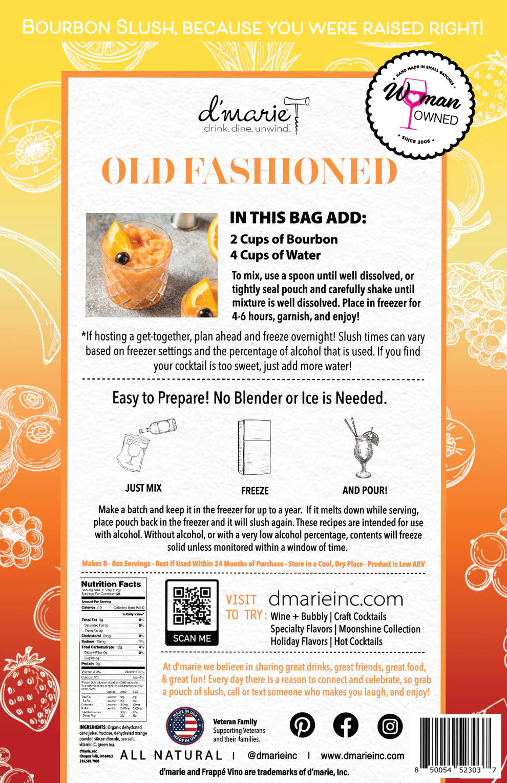 d'marie Craft Cocktail Slush Mix | Old Fashioned