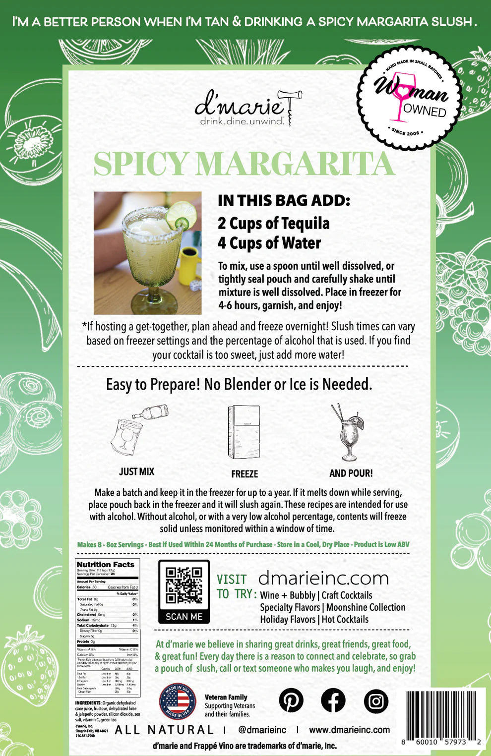 d'marie Craft Cocktail Slush Mix | Margarita Mixes