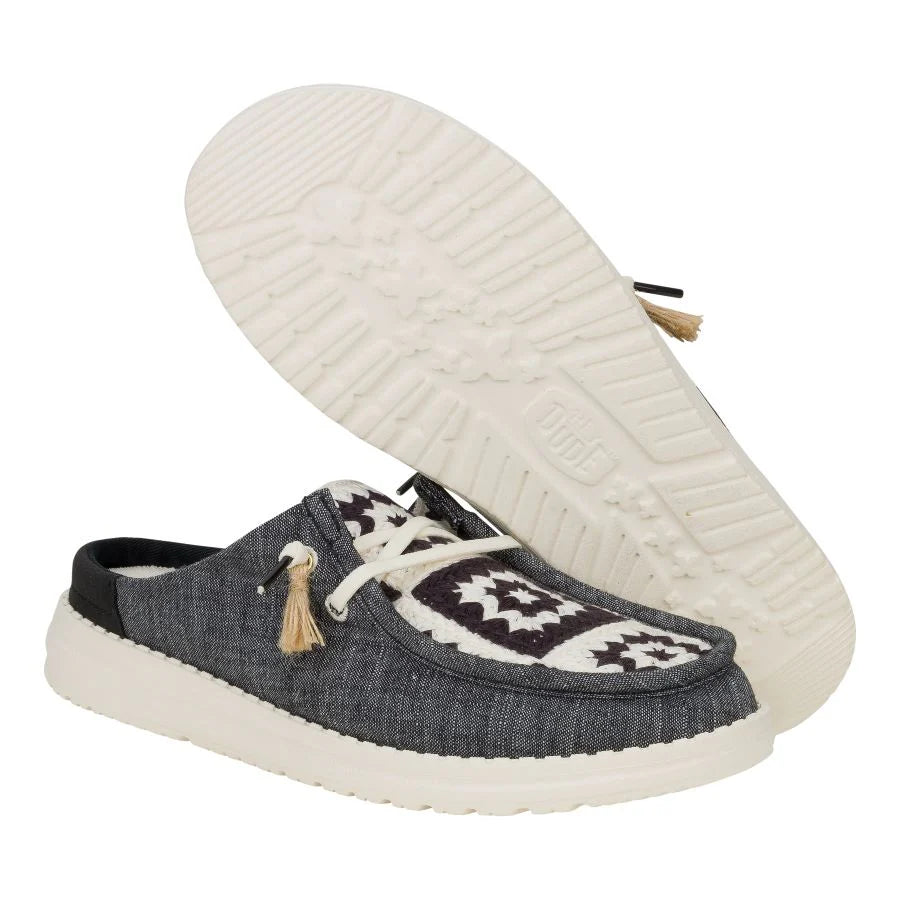 Hey Dudes Wendy Slip Cottage Crochet | Black/Multi