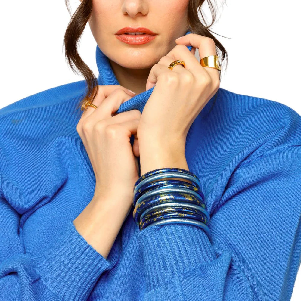 BuDhaGirl | Set of 4 Koi All Weather Bangles | Saffir (Blue/Gold)