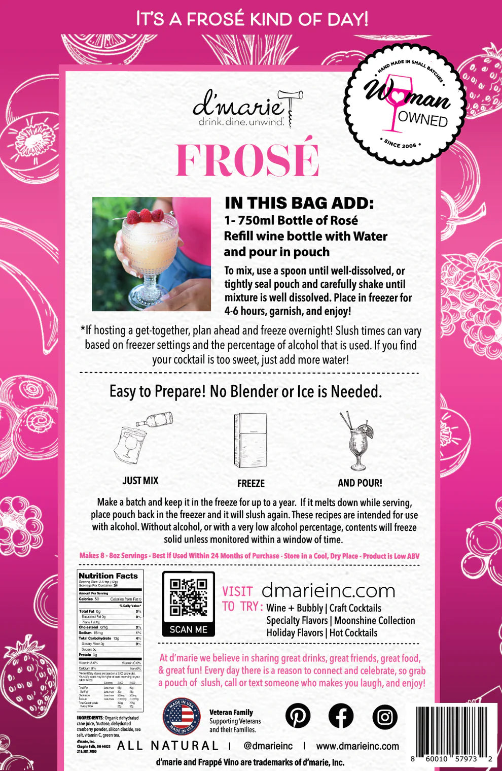 d'marie Craft Cocktail Slush Mix | Frosé
