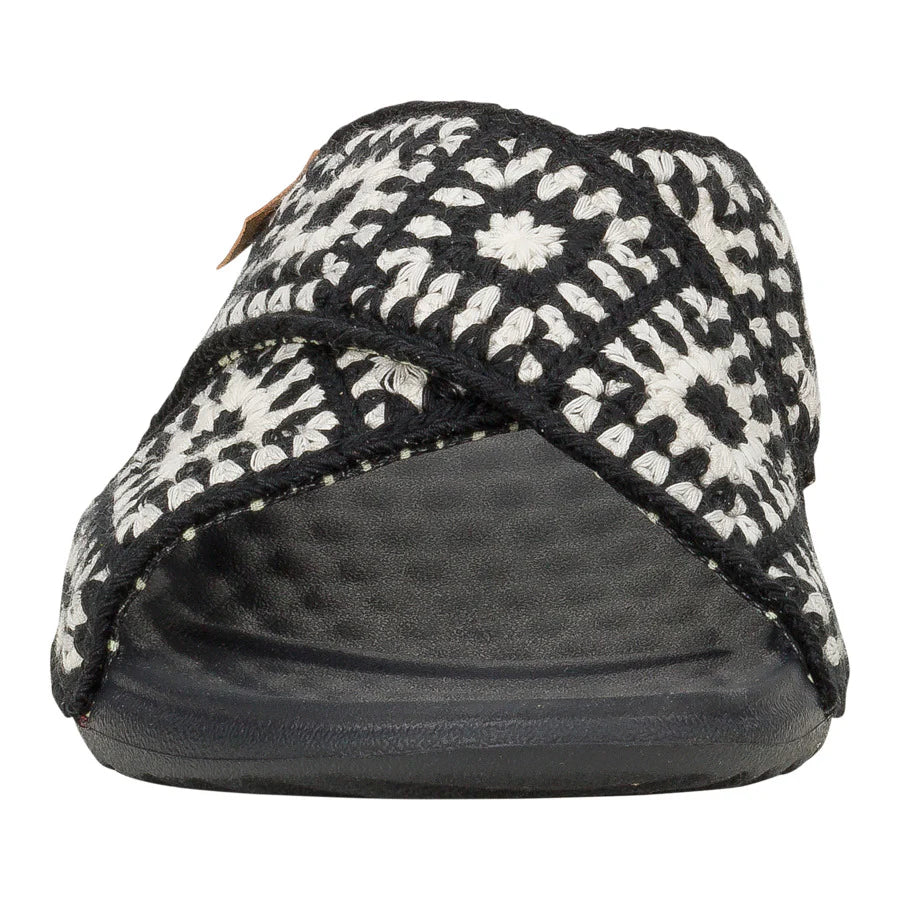 Hey Dudes Chirsti Slide Cottage Crochet | Black/White
