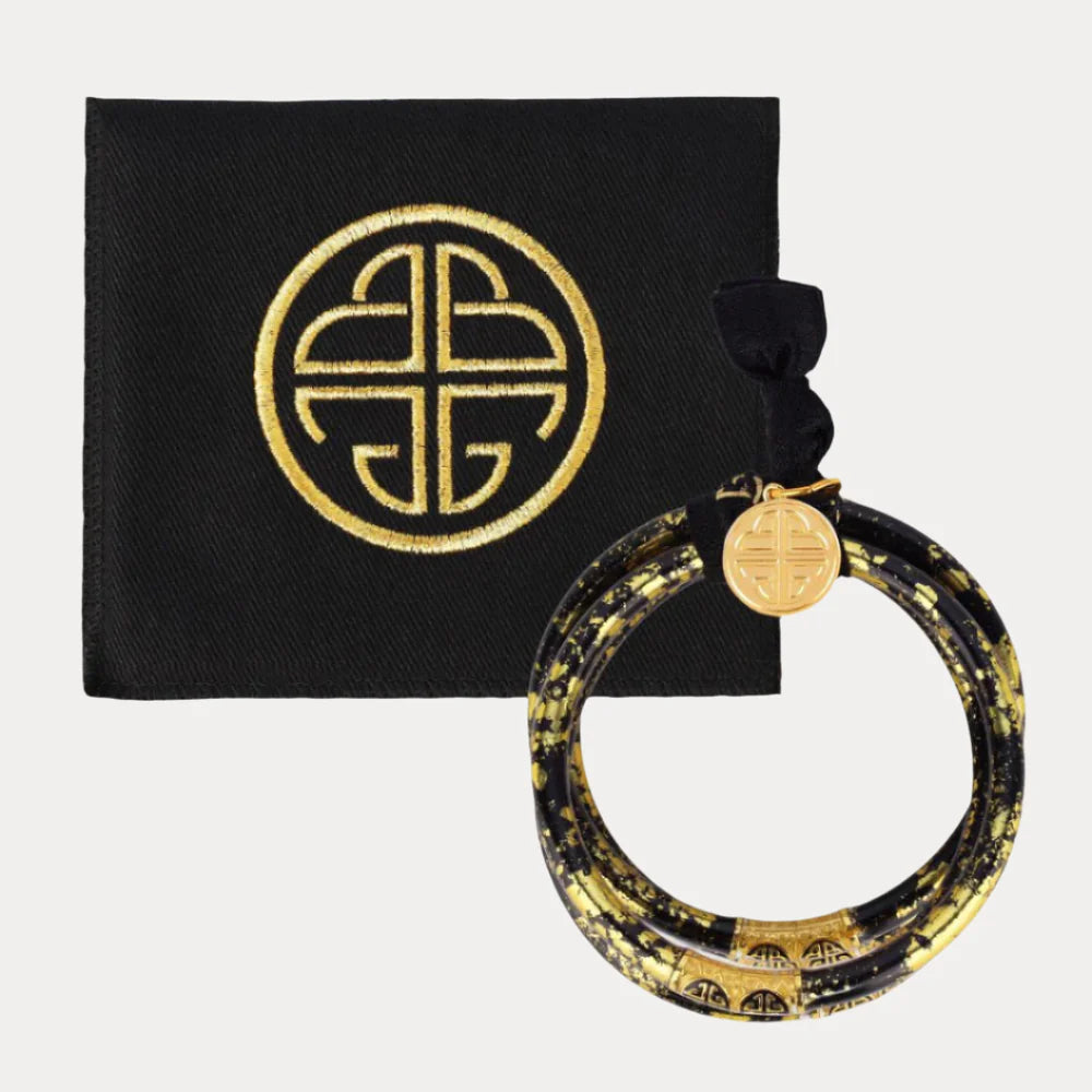 BuDhaGirl | Set of 4 Koi All Weather Bangles | Noir (Black/Gold)