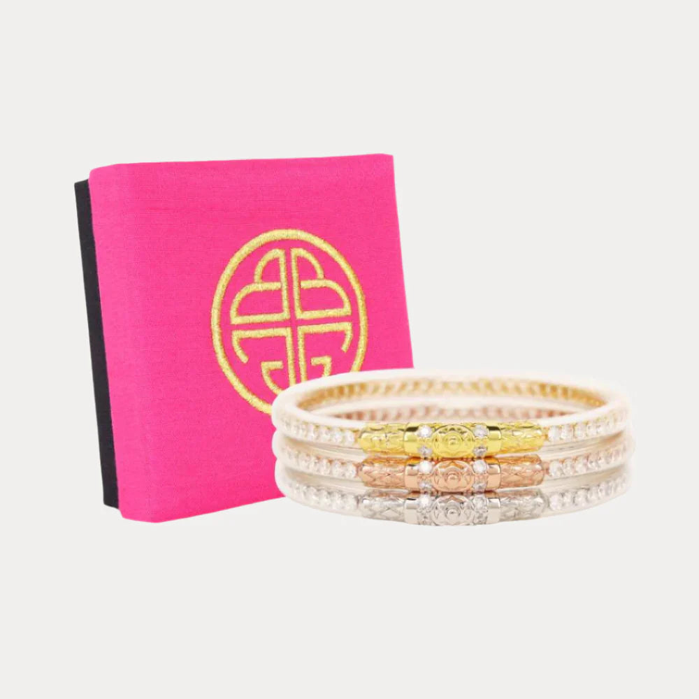 BuDhaGirl | Three Kings Crystal Bangle Stack | Clear