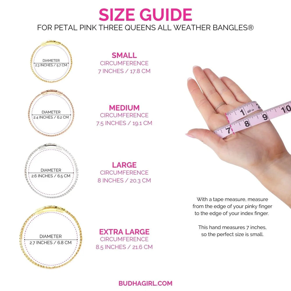 BuDhaGirl | Three Kings Crystal Bangle Stack | Petal Pink