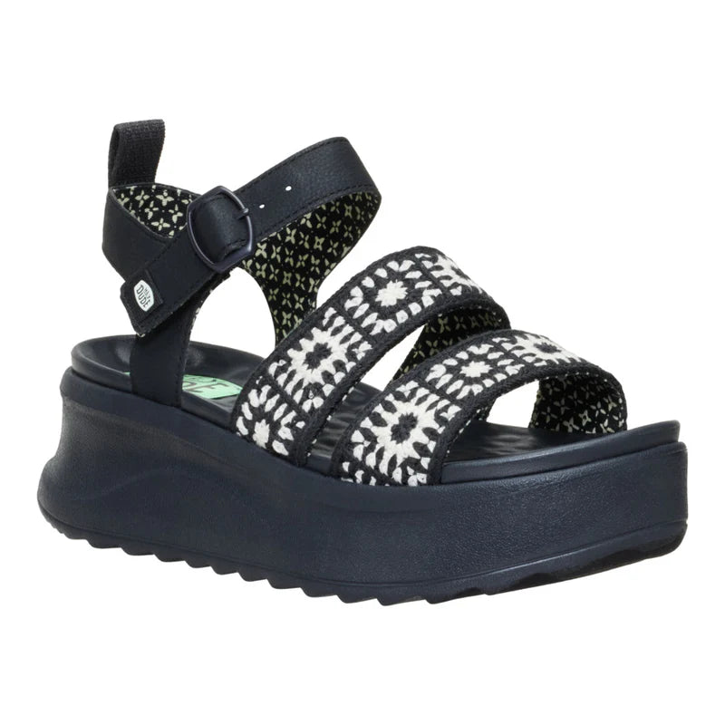 Hey Dudes Delray Buckle Cottage Crochet | Black/White