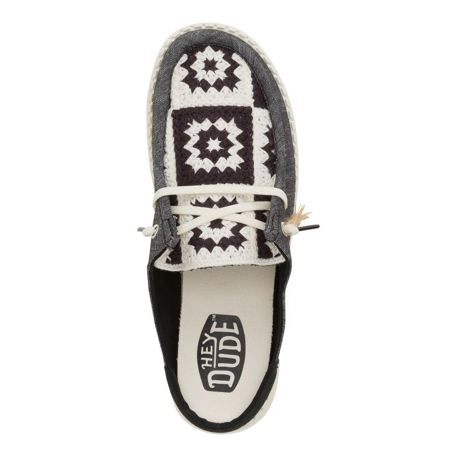 Hey Dudes Wendy Slip Cottage Crochet | Black/Multi