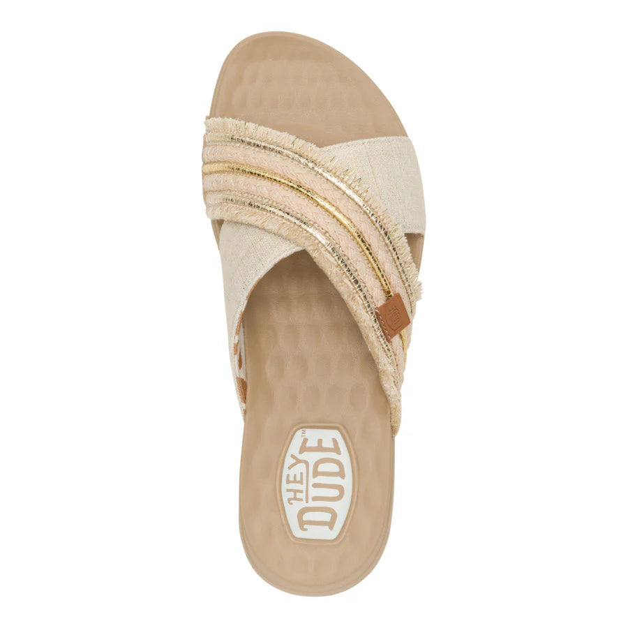 Hey Dudes Chirsti Slide Novelty Fringe | Natural/Gold