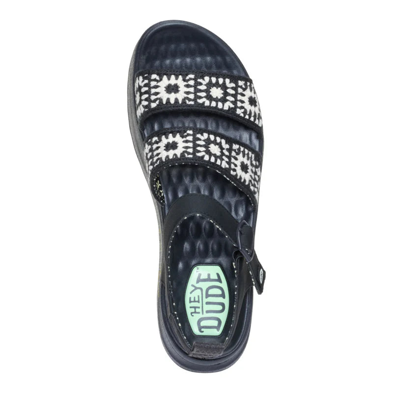 Hey Dudes Delray Buckle Cottage Crochet | Black/White