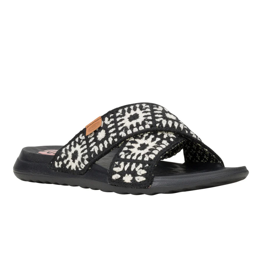 Hey Dudes Chirsti Slide Cottage Crochet | Black/White