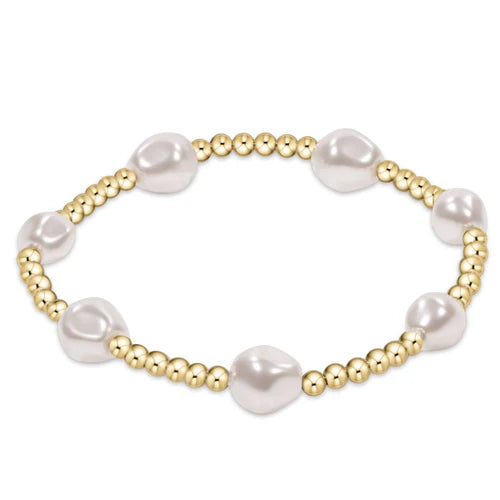eNewton Admire Gold 3mm Bead Bracelet - Pearl