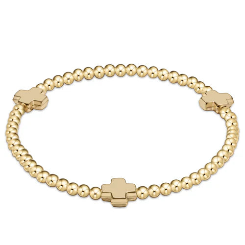 enewton | signature cross gold pattern 3mm bead bracelet | gold