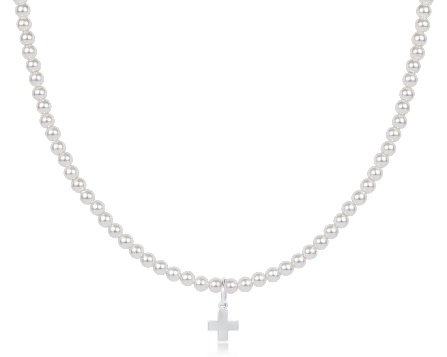 enewton | 15" choker classic pearl 3mm bead | signature cross sterling charm