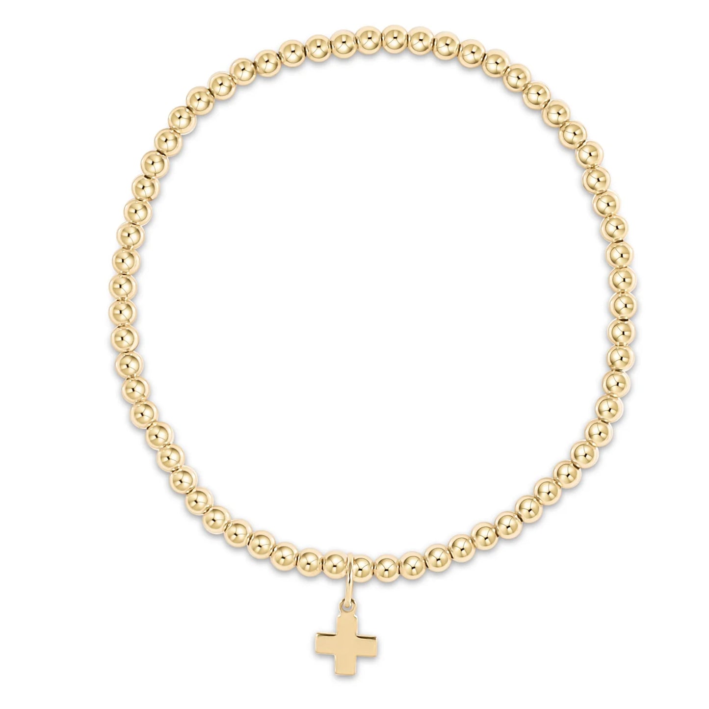 enewton | classic gold 3mm bead bracelet | signature cross gold charm