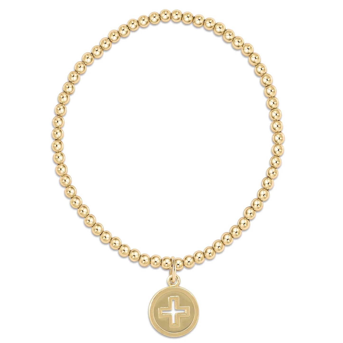 enewton | classic gold 3mm bead bracelet | signature cross gold disc