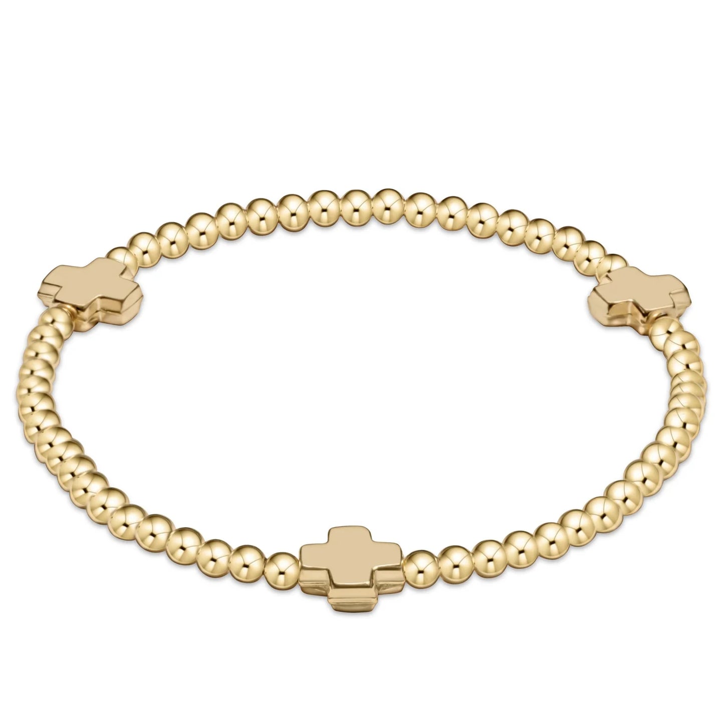 enewton | egirl signature cross gold pattern 3mm bead bracelet | gold