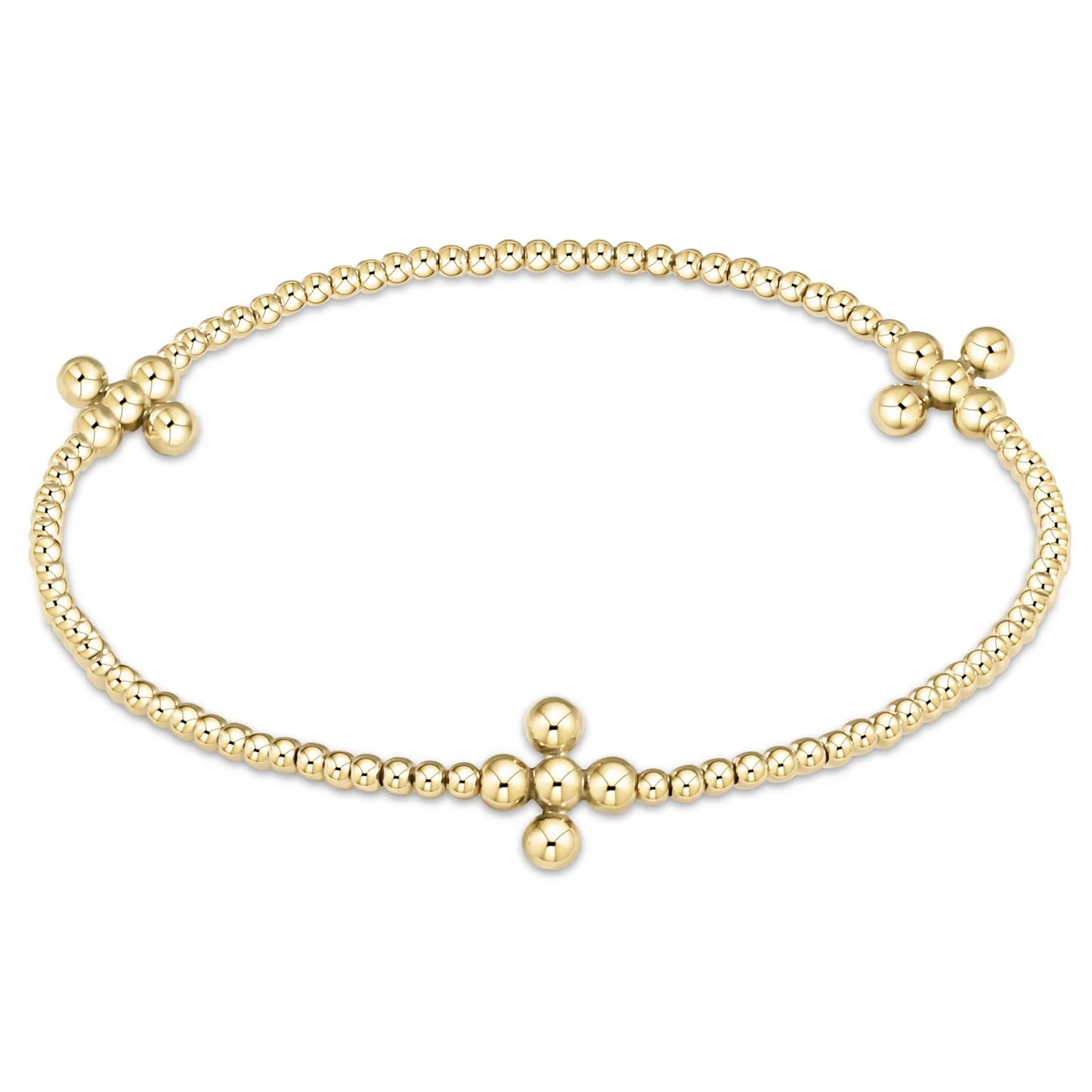 enewton | signature cross gold pattern 2mm bead bracelet | classic beaded signature cross gold 3mm bead gold
