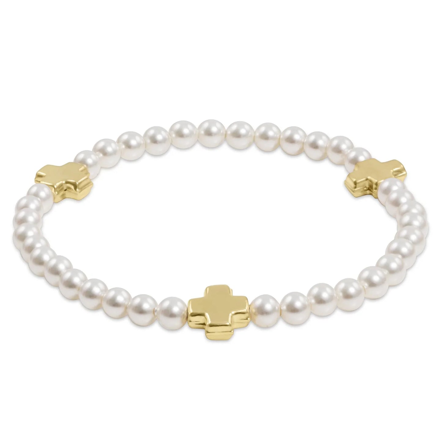 enewton | signature cross pearl pattern 4mm bead bracelet | gold
