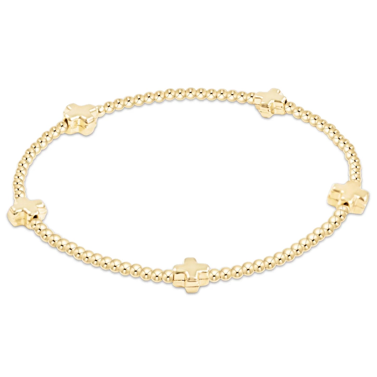 enewton | signature cross small gold pattern 2mm bead bracelet | gold