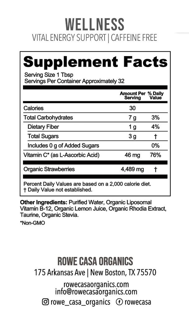 Rowe Casa Organics Vitality Energy Support | 16 oz - IN STORE ONLY