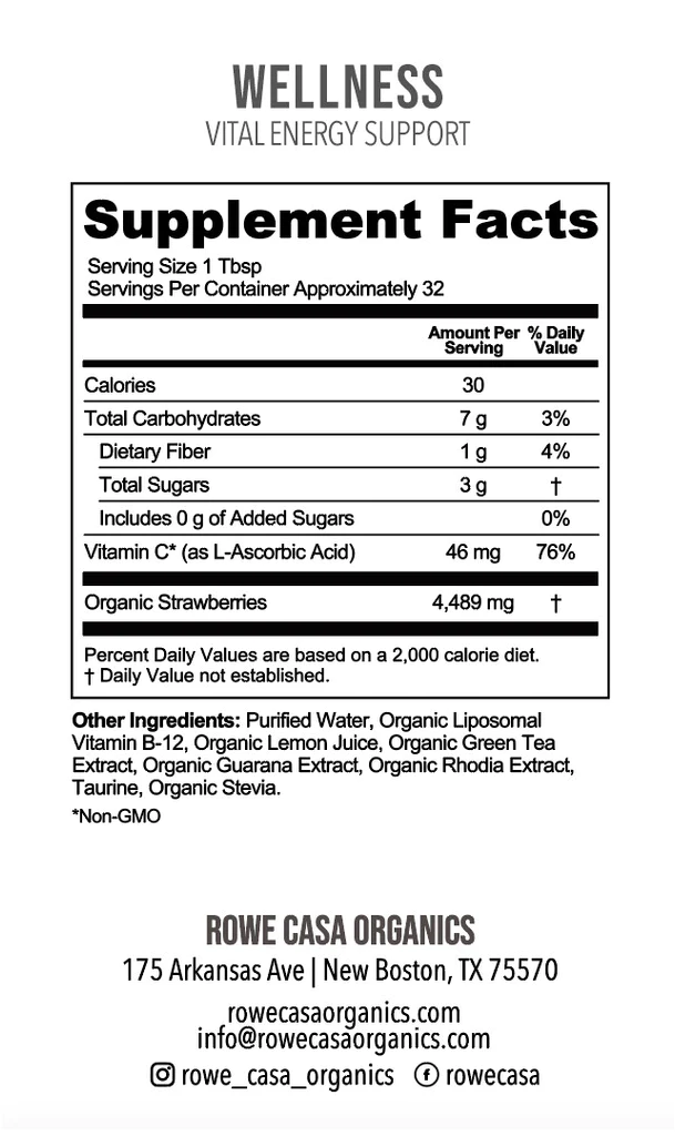 Rowe Casa Organics Vitality Energy Support | 16 oz - IN STORE ONLY