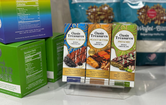 Introducing Oasis Treasures Dubai Chocolate Bars: A Fusion of Flavors