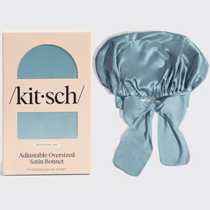 Kitsch | Haze Blue Oversized Satin Bonnet