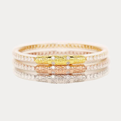 BuDhaGirl | Three Kings Crystal Bangle Stack | Clear