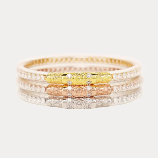 BuDhaGirl | Three Kings Crystal Bangle Stack | Clear