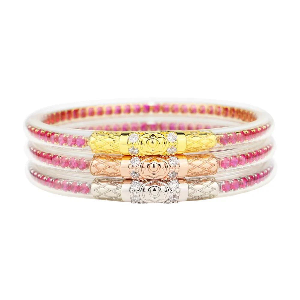 BuDhaGirl | Three Kings Crystal Bangle Stack | Epic Pink