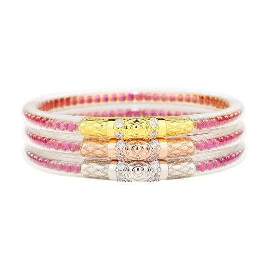 BuDhaGirl | Three Kings Crystal Bangle Stack | Epic Pink