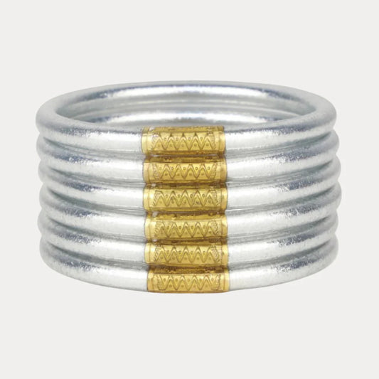 BuDhaGirl | Set of 6 All Weather Bangles | Silver