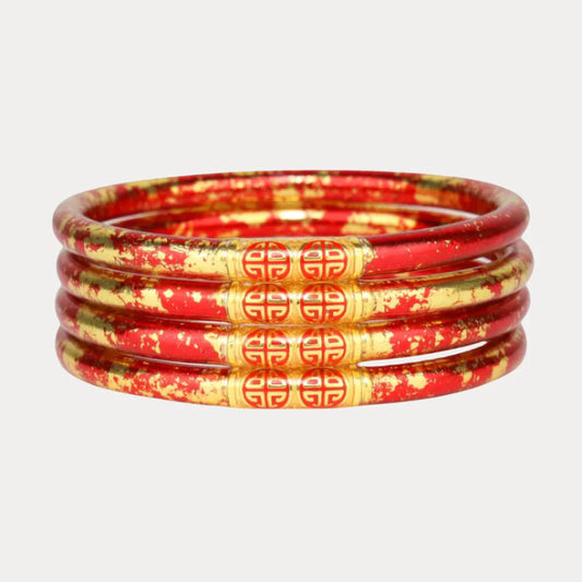 BuDhaGirl | Set of 4 Koi All Weather Bangles | Rouge (Red/Gold)