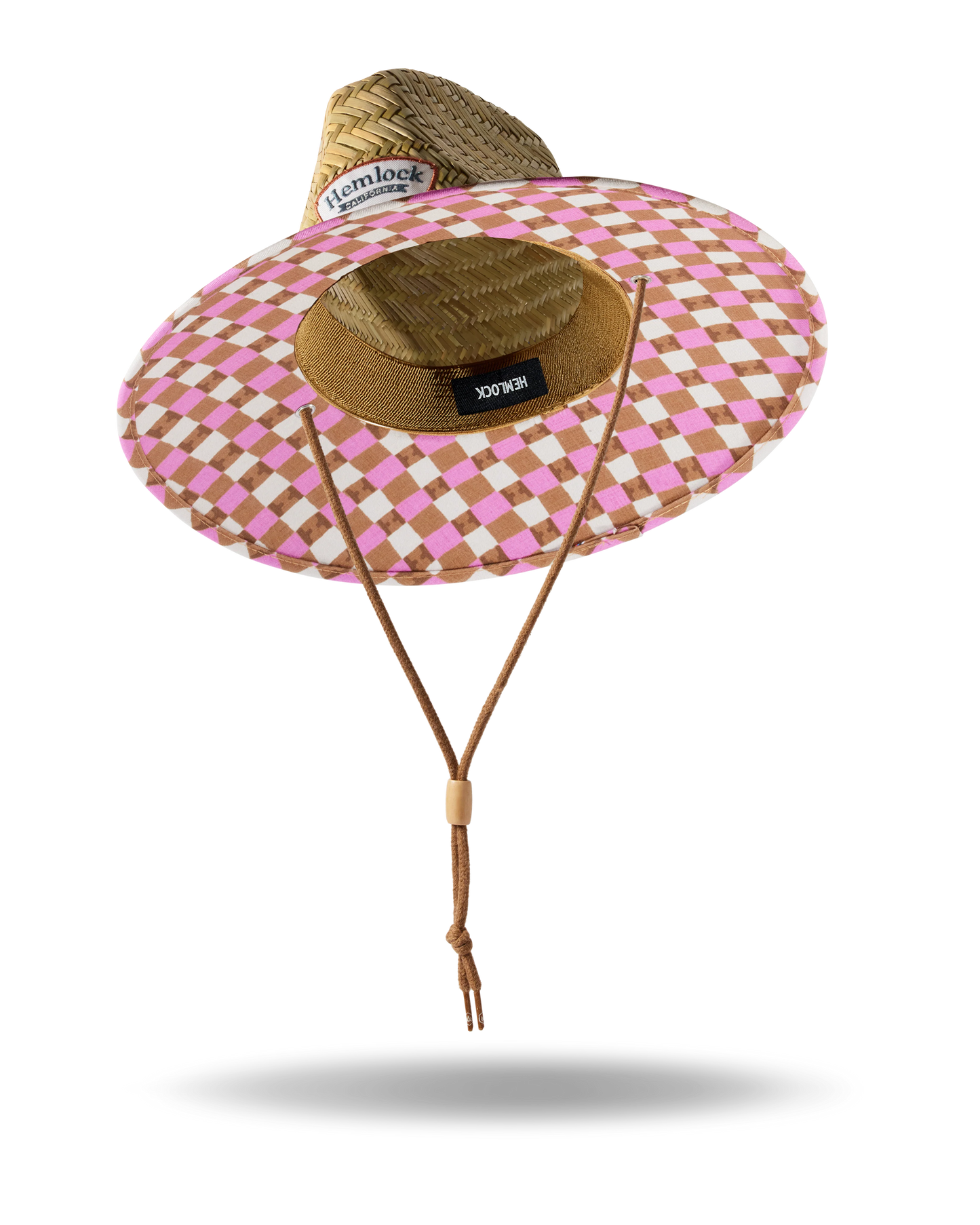 Hemlock Hats UPF 50+ Lifeguard Straw Hat | Pink Check