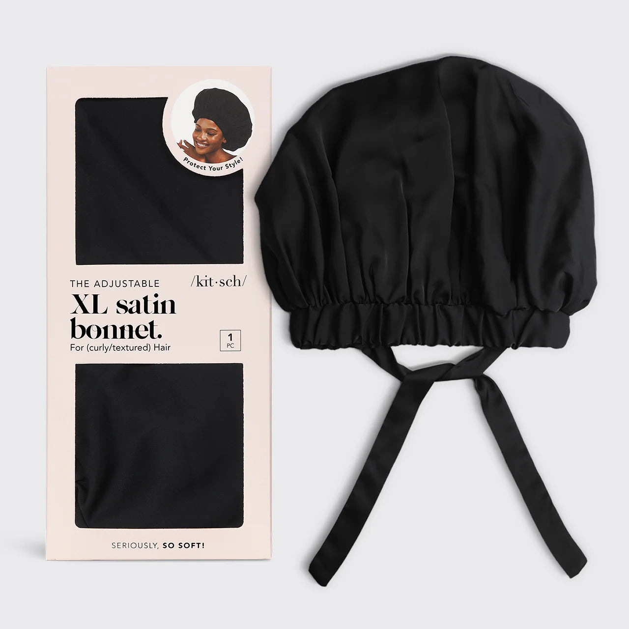 Kitsch | Black Satin Bonnet | XL