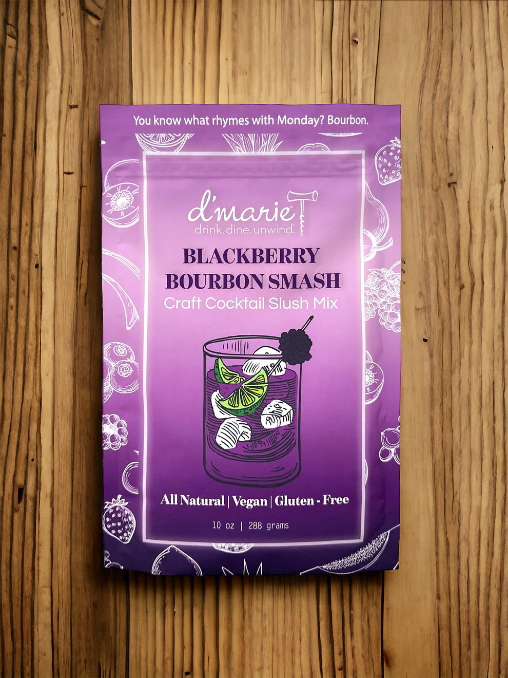 d'marie Craft Cocktail Slush Mix | Blackberry Bourbon Smash