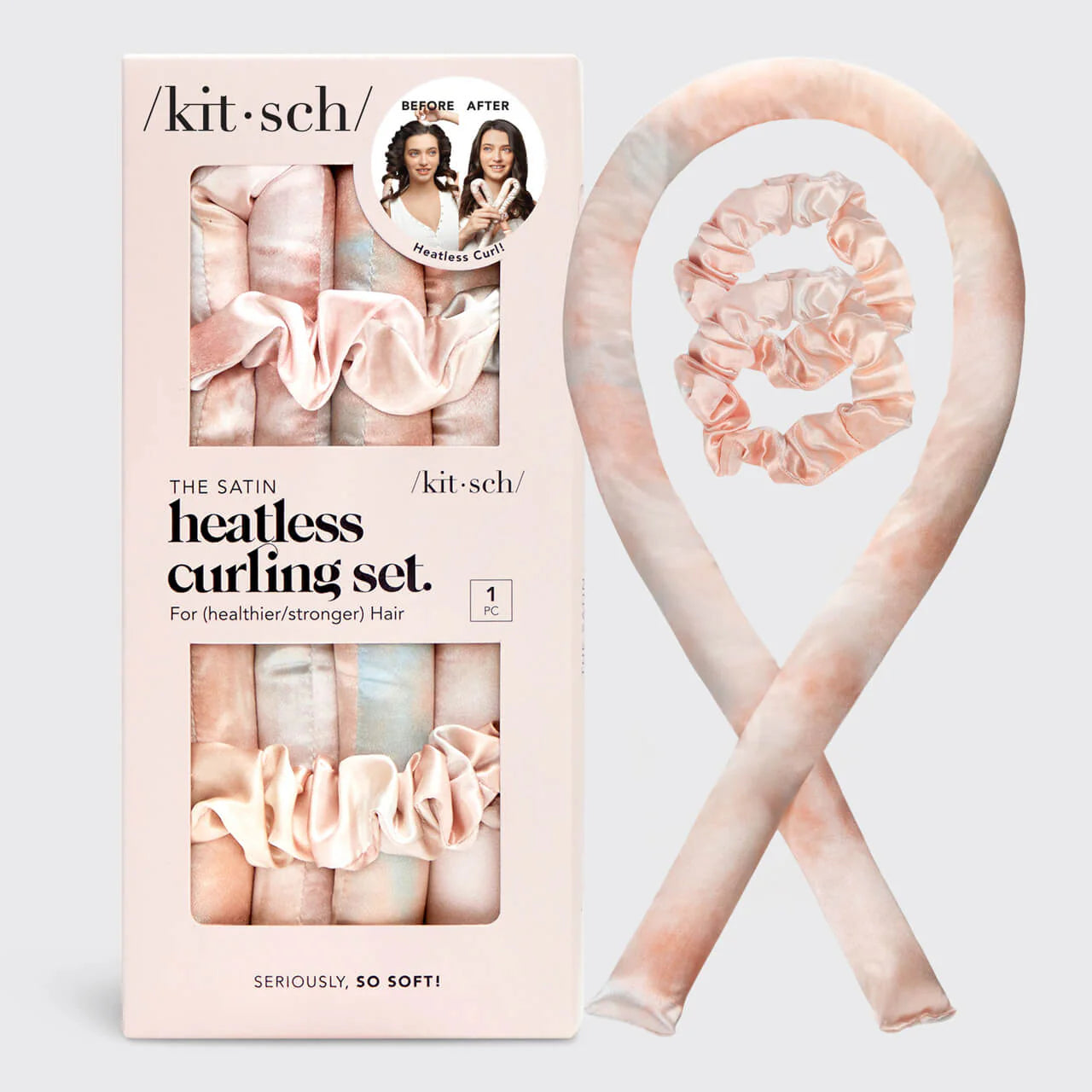 Kitsch | Sunset Tie Dye Satin Heatless Curling Set