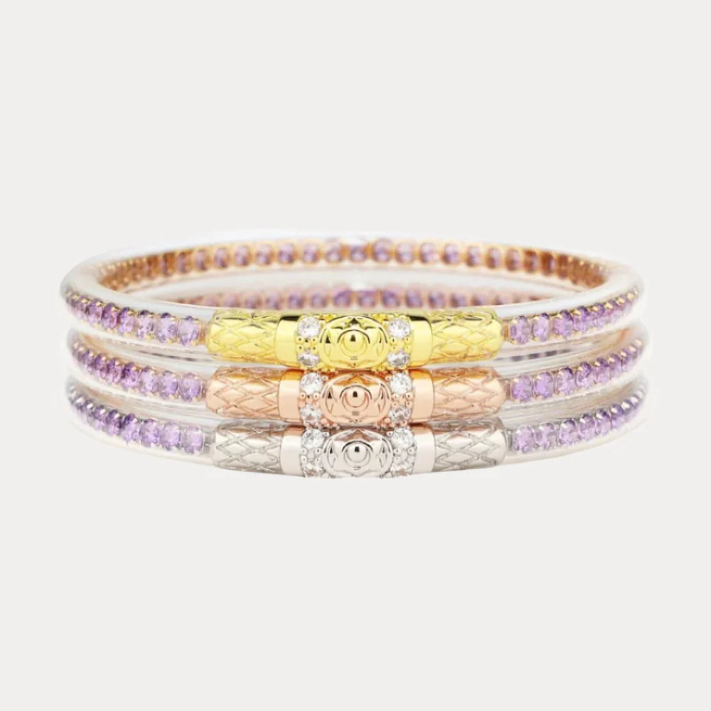 BuDhaGirl | Three Kings Crystal Bangle Stack | Lila