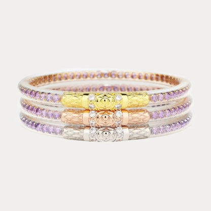 BuDhaGirl | Three Kings Crystal Bangle Stack | Lila