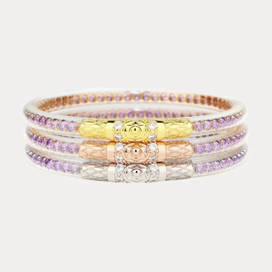 BuDhaGirl | Three Kings Crystal Bangle Stack | Lila