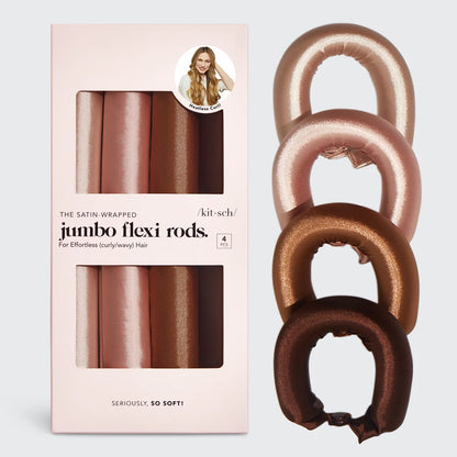 Kitsch | Rosewood Jumbo Satin Flexi Rods | 4pc Set